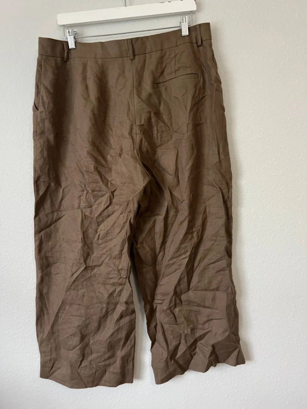 Reformation Carter Linen Mid Rise Pant Mushroom Size 12